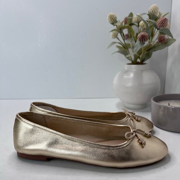 Sam Edelman Meadow Leather Flat Amber Gold Women's 8 Wide Tried On - Picture 1 of 9